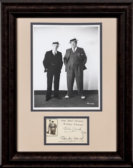 1934 Stan Laurel and Oliver Hardy Dual Signed Album Page with Photo Framed Display (JSA)